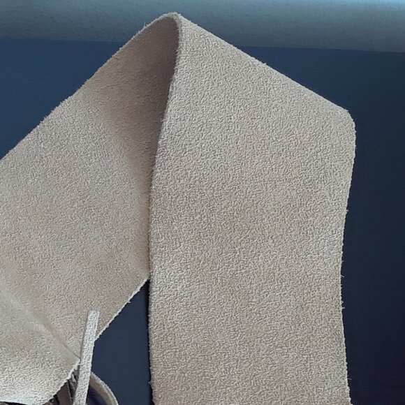 Soft Suede Wide Boho Hip Tie Belt With Fringes - Picture 8 of 8